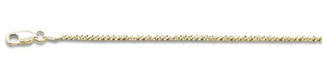 025-1.4MM Yellow Gold Plated Crisscross Chain .925  Solid Sterling Silver Available in 16"- 22" inches NEW
