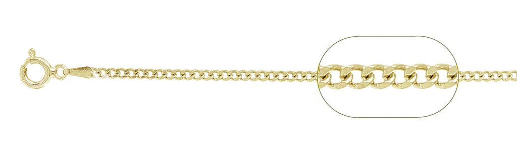 050-1.7MM Yellow Gold Plated Curb Chain .925 Solid Sterling Silver Available in 16"- 26" inches NEW