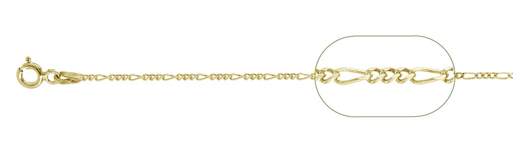 040-1.5MM Yellow Gold Plated Figaro Chain .925 Solid Sterling Silver Available in 16"- 24" inches NEW