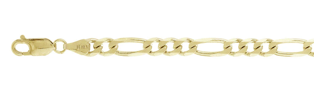 150-6.2MM Yellow Gold Plated Figaro Chain .925  Solid Sterling Silver Available in 7"-30" inches NEW