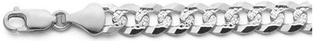 300-14MM Flat Pave Curb Chain .925  Solid Sterling Silver Available in 8"- 30" inches NEW