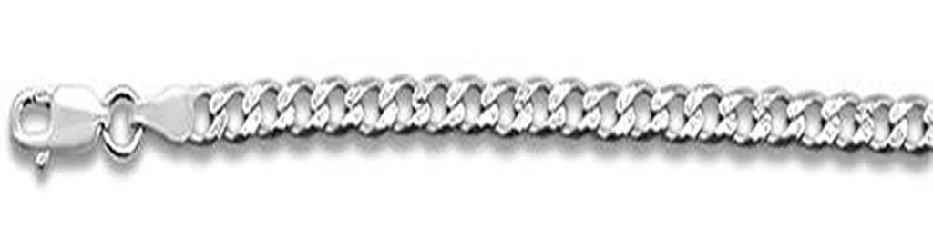 150-6MM Pave Curb Chain .925 Solid Sterling Silver Available in 8"- 30" inches NEW