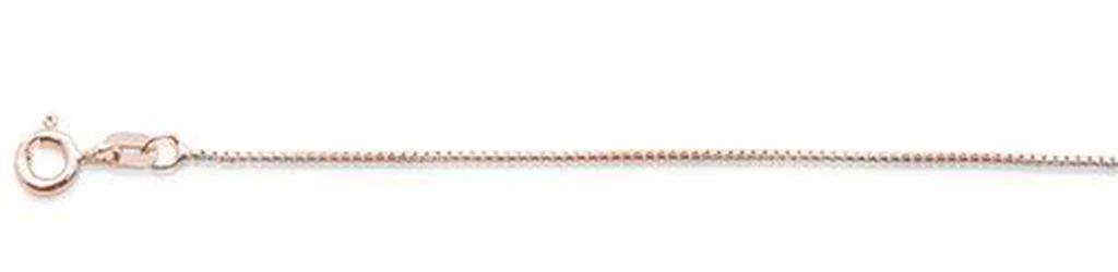 <span>CLOSEOUT 20% OFF! </span> 015-.9MM Rose Gold Plated Round Box Chain .925 Solid Sterling Silver Available in 16"- 22" inches NEW