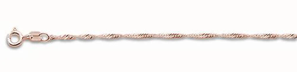 025-1.6MM Rose Gold Plated Singapore Chain .925  Solid Sterling Silver Available in 16"- 22" inches NEW