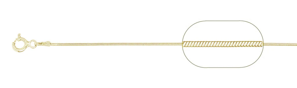 015-.9MM Yellow Gold Plated Snake Chain .925  Solid Sterling Silver Available in 16"- 22" inches NEW