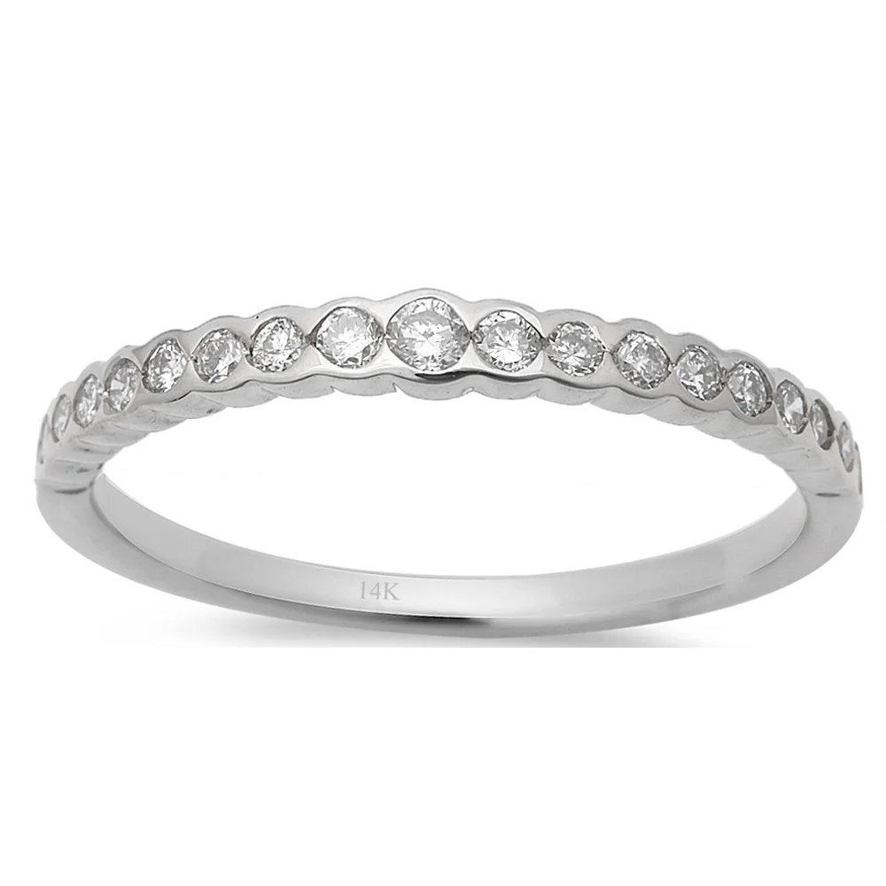 <span>DIAMOND CLOSEOUT! </span> .29ct 14kt White Gold Pave Set Diamond Engagement Wedding Band Size 6.5