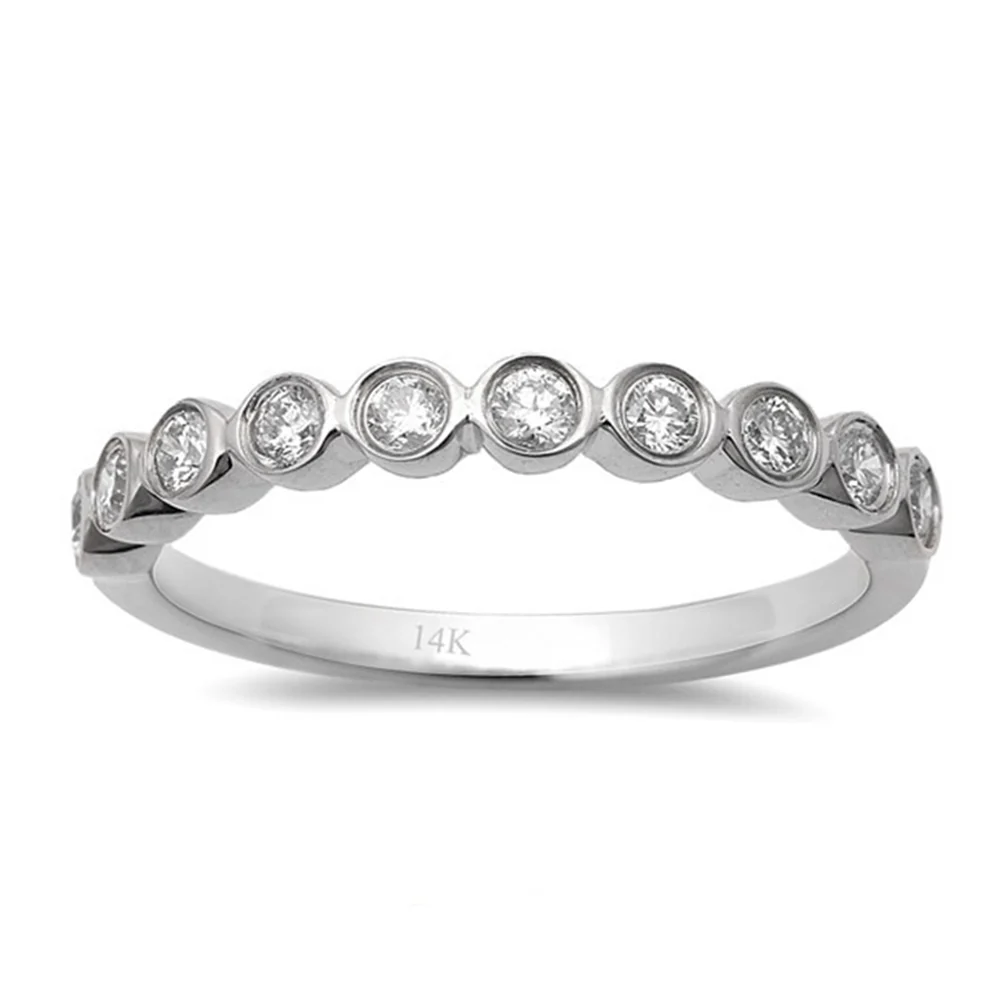 <span>DIAMOND CLOSEOUT! </span> .32ct 14kt White Gold Pave Set Diamond Engagement Wedding Band Size 6.5