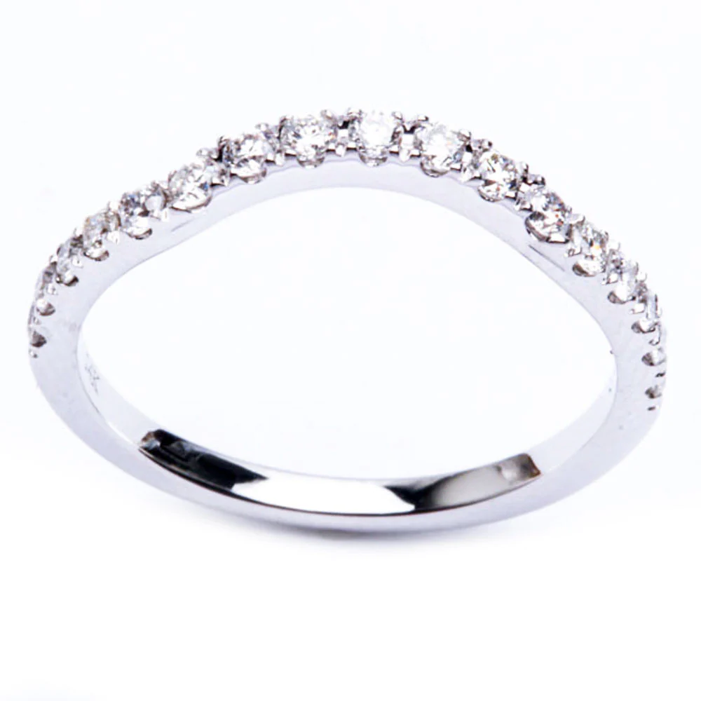 <span>DIAMOND CLOSEOUT! </span>14KT White Gold Diamond Stackable Accent Ring Band Guard Size 6.5