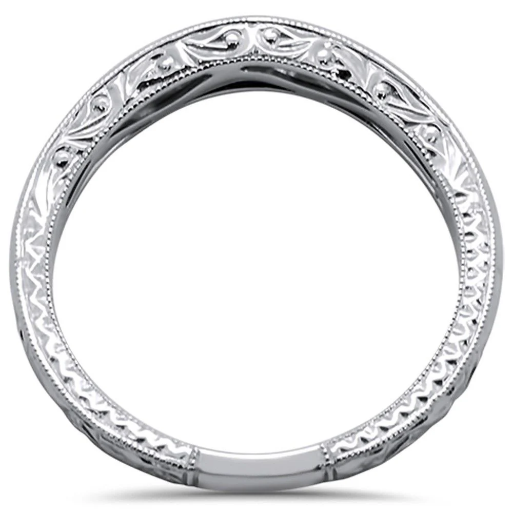 <span>DIAMOND CLOSEOUT! </span> .23ct 14k White gold Round Blue Sapphire Diamond Band Size 6.5 - Image 2