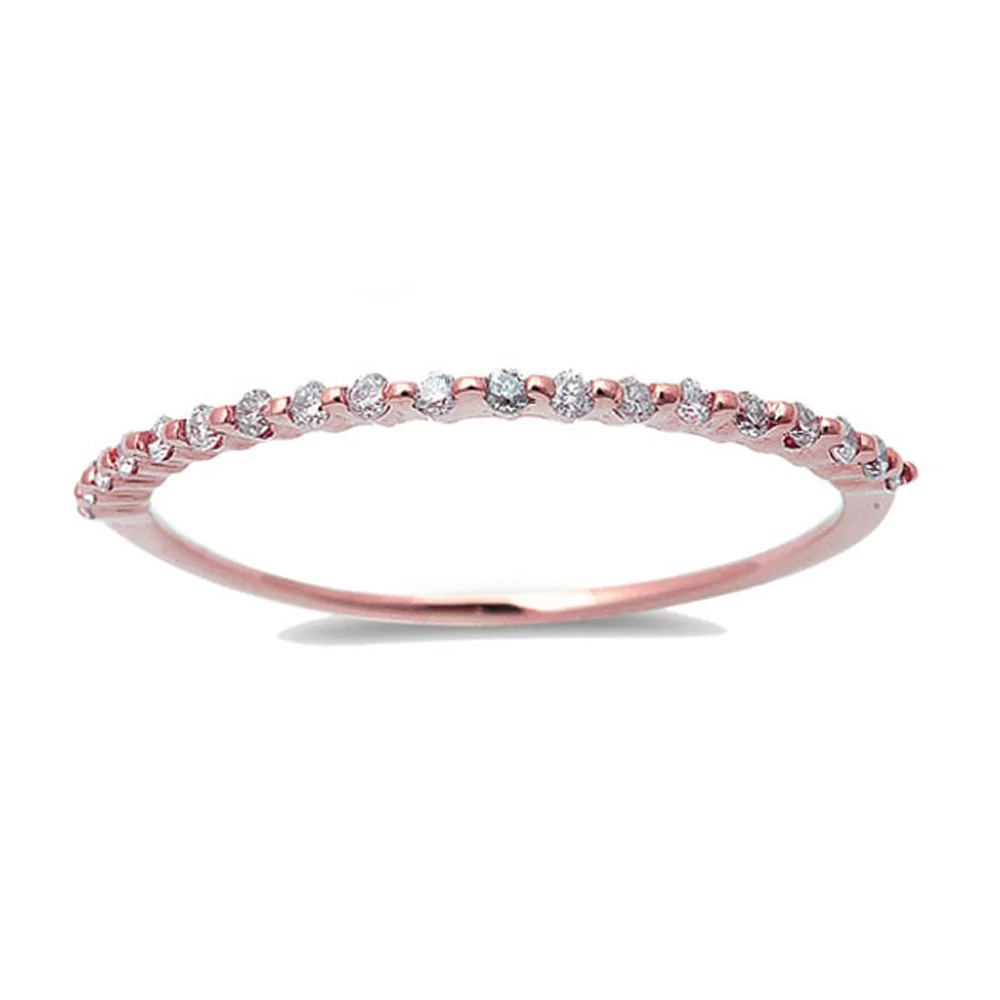 <span>DIAMOND CLOSEOUT! </span> .13ct 14kt Rose Gold Pave Set Diamond Stackable Wedding Ring
