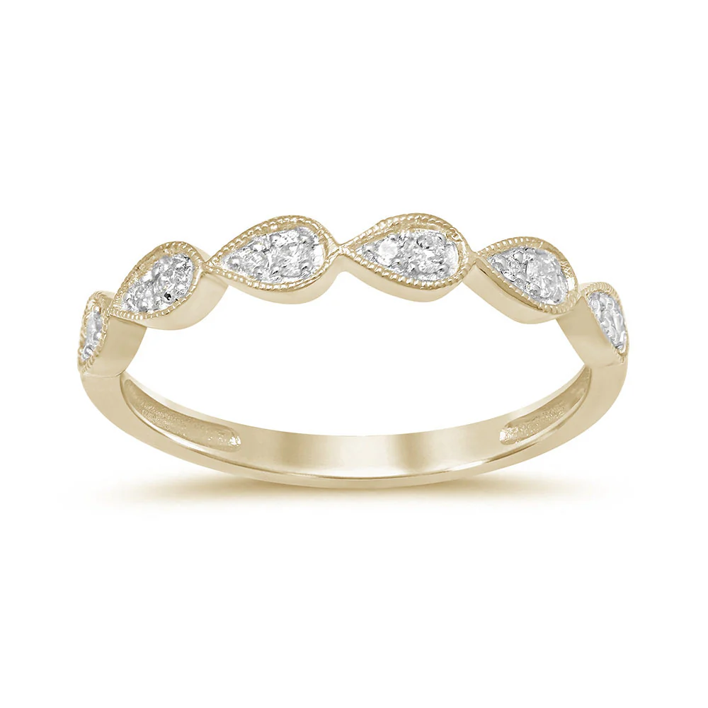 <span>DIAMOND CLOSEOUT! </span>.12ct 14K Yellow Gold Round Diamond Fashion Wedding Band Ring Size 6.5