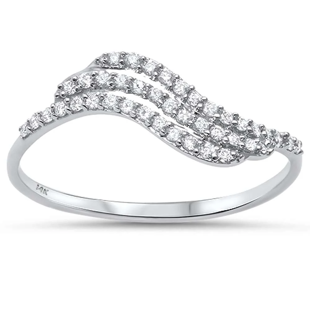 <span>DIAMOND CLOSEOUT! </span>.17ct G SI 14kt White Gold Wave Diamond Band Ring Size 6.5