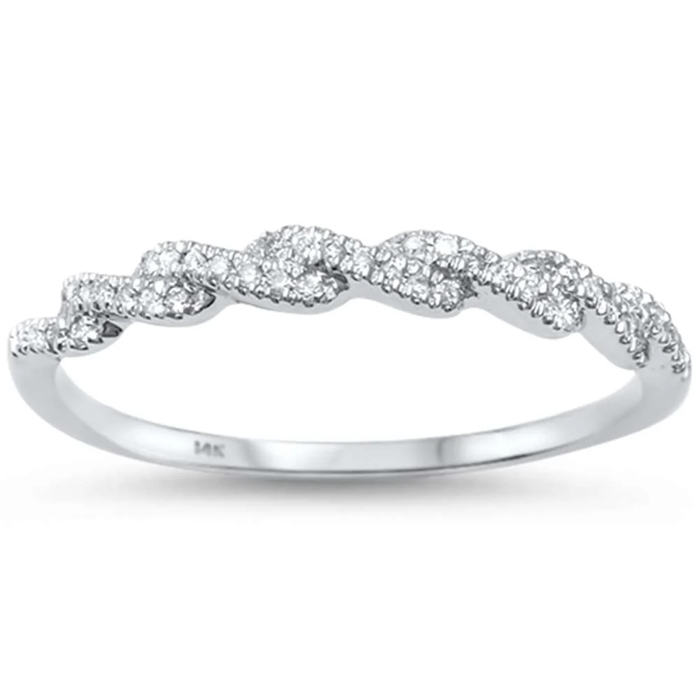 <span>DIAMOND CLOSEOUT! </span>.12ct 14kt White Gold Twisted Band Infinity Diamond Band Ring Size 6.5
