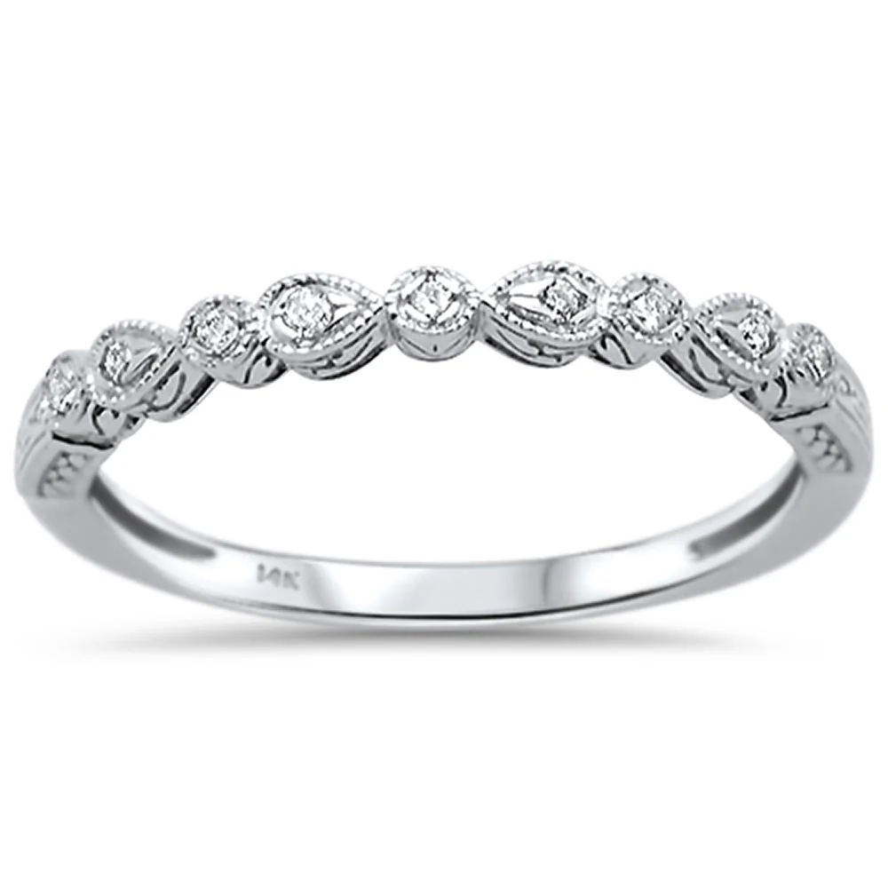 <span>DIAMOND CLOSEOUT! </span> .05ct 14k White Gold Diamond Anniversary Wedding Stackable Band Size 6.5