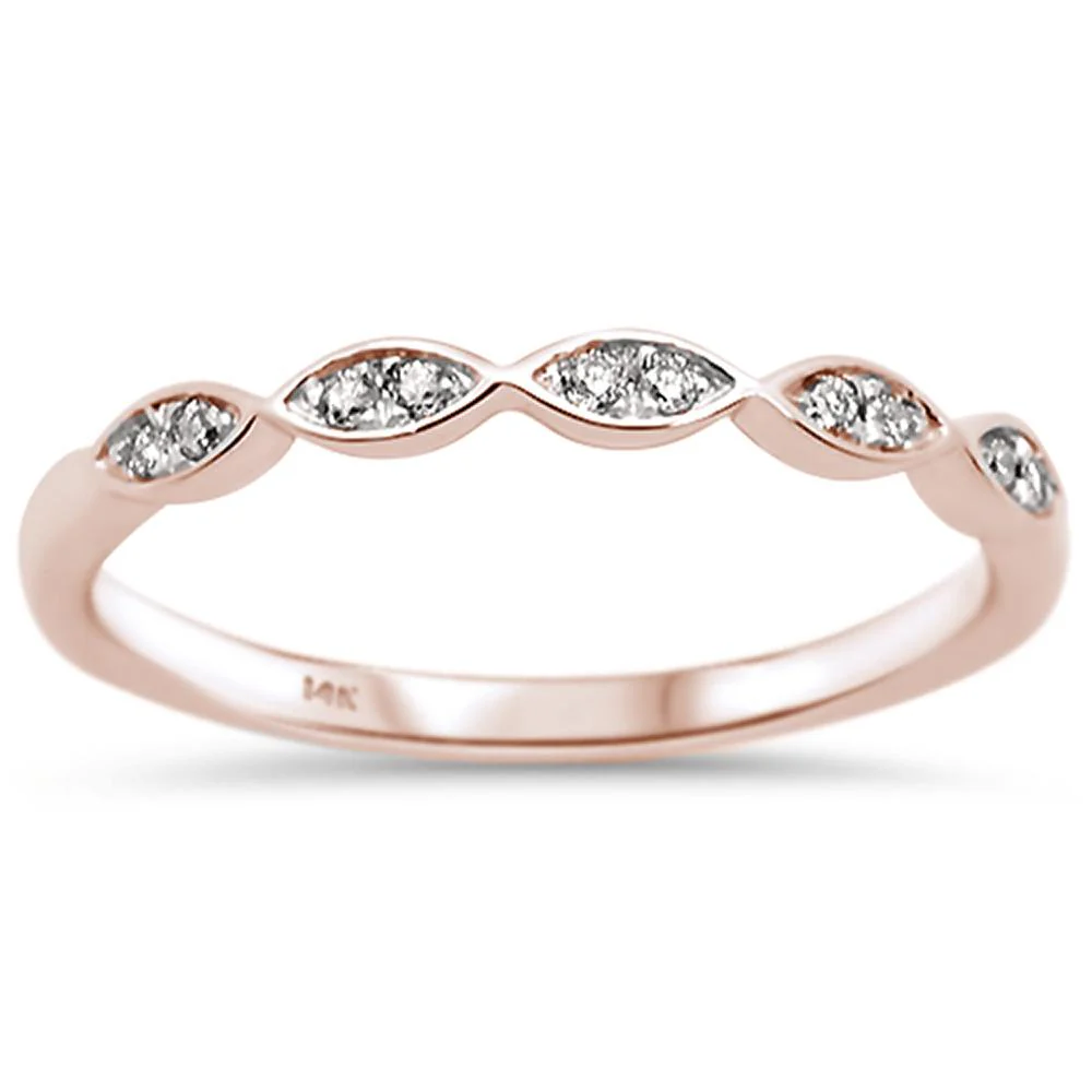 <span>DIAMOND CLOSEOUT! </span>.08ct 14k Rose Gold Diamond Anniversary Wedding Stackable Band Size 6.5