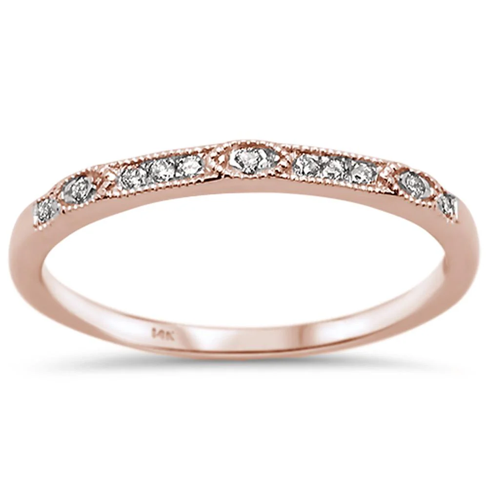 <span>DIAMOND CLOSEOUT! </span>.07ct 14k Rose Gold Diamond Anniversary Wedding Stackable Band Size 6.5