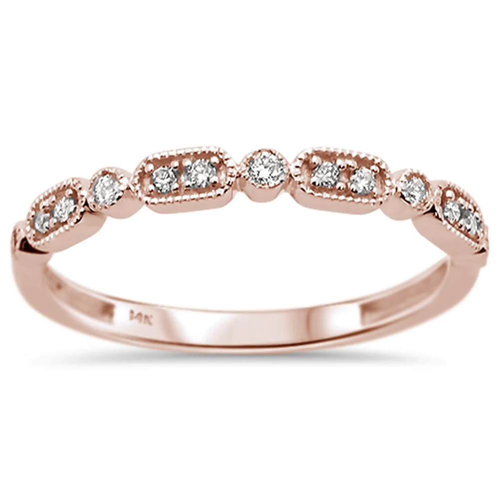 <span>DIAMOND CLOSEOUT! </span>.10ct 14k Rose Gold Diamond Anniversary Wedding Stackable Band Size 6.5