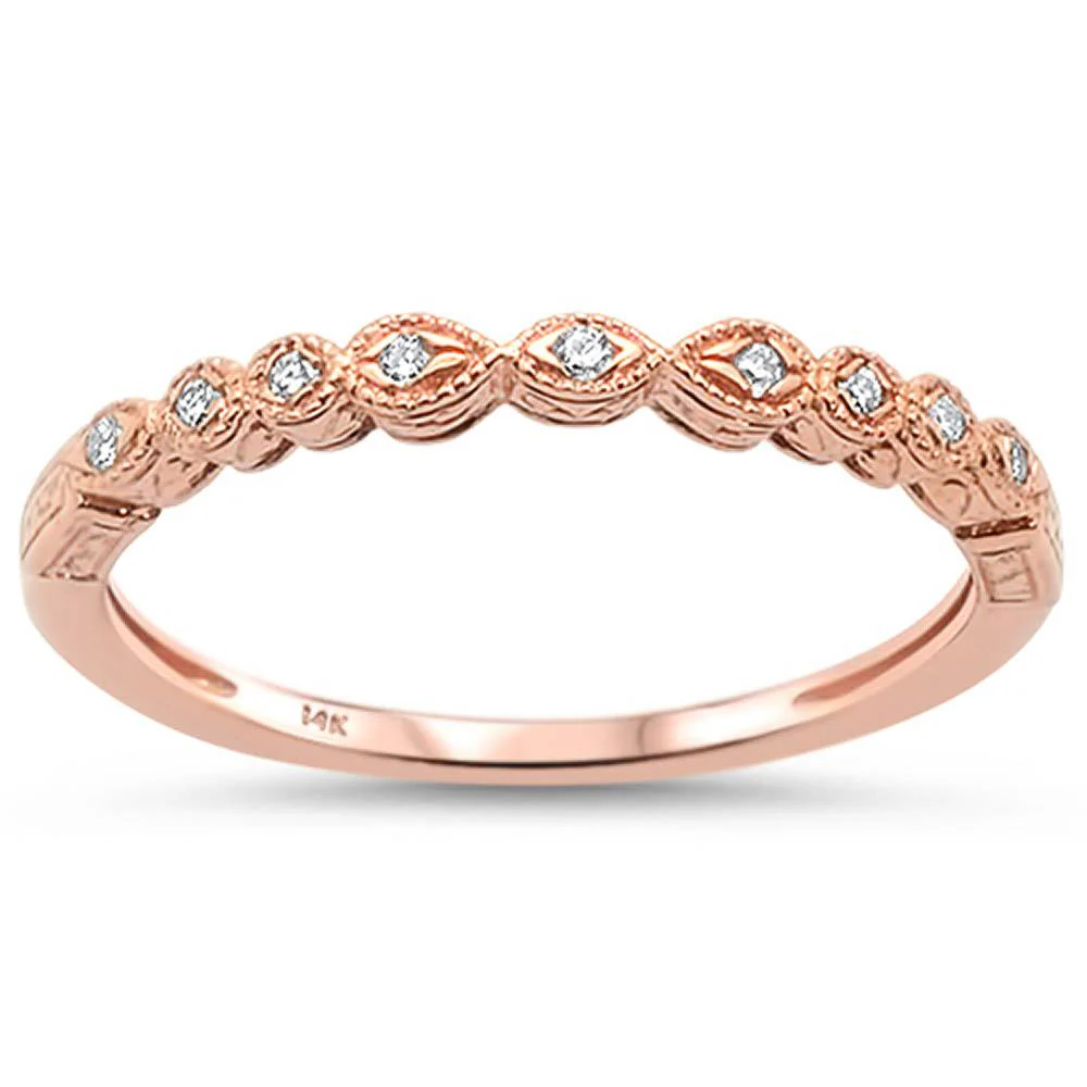 <span>DIAMOND CLOSEOUT! </span> .06ct 14k Rose Gold Stackable Wedding Anniversary Diamond Rinze 6.5
