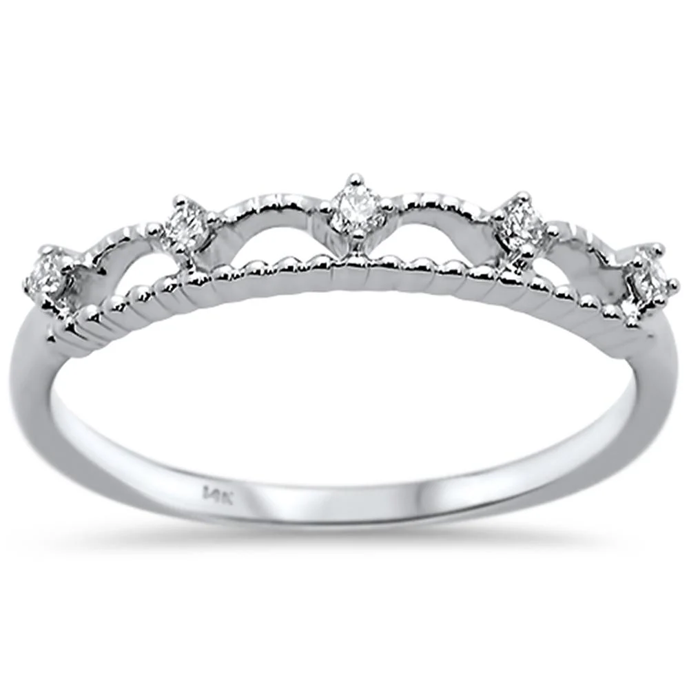 <span>DIAMOND CLOSEOUT! </span>.10ct 14k White Gold Diamond Anniversary Wedding Stackable Band Size 6.5