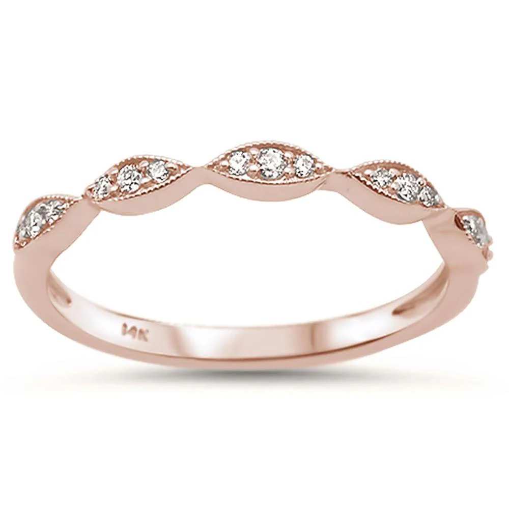 <span>DIAMOND CLOSEOUT! </span>.10ct 14k Rose Gold Stackable Wedding Anniversary Diamond Rinze 6.5