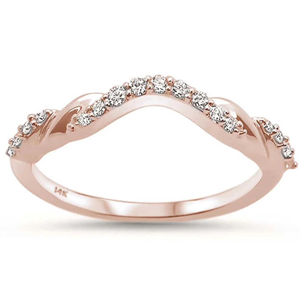 <span>DIAMOND CLOSEOUT! </span>.15ct 14k Rose Gold Stackable Wedding Anniversary Curved Diamond Band