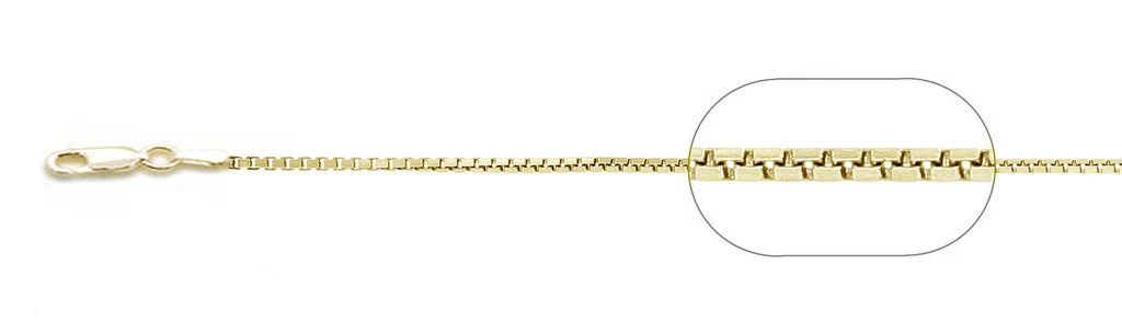 <span>CLOSEOUT 20% OFF! </span> 024-1.2MM Yellow Gold Box Plated Chain .925  Solid Sterling Silver Sizes 16-20" NEW