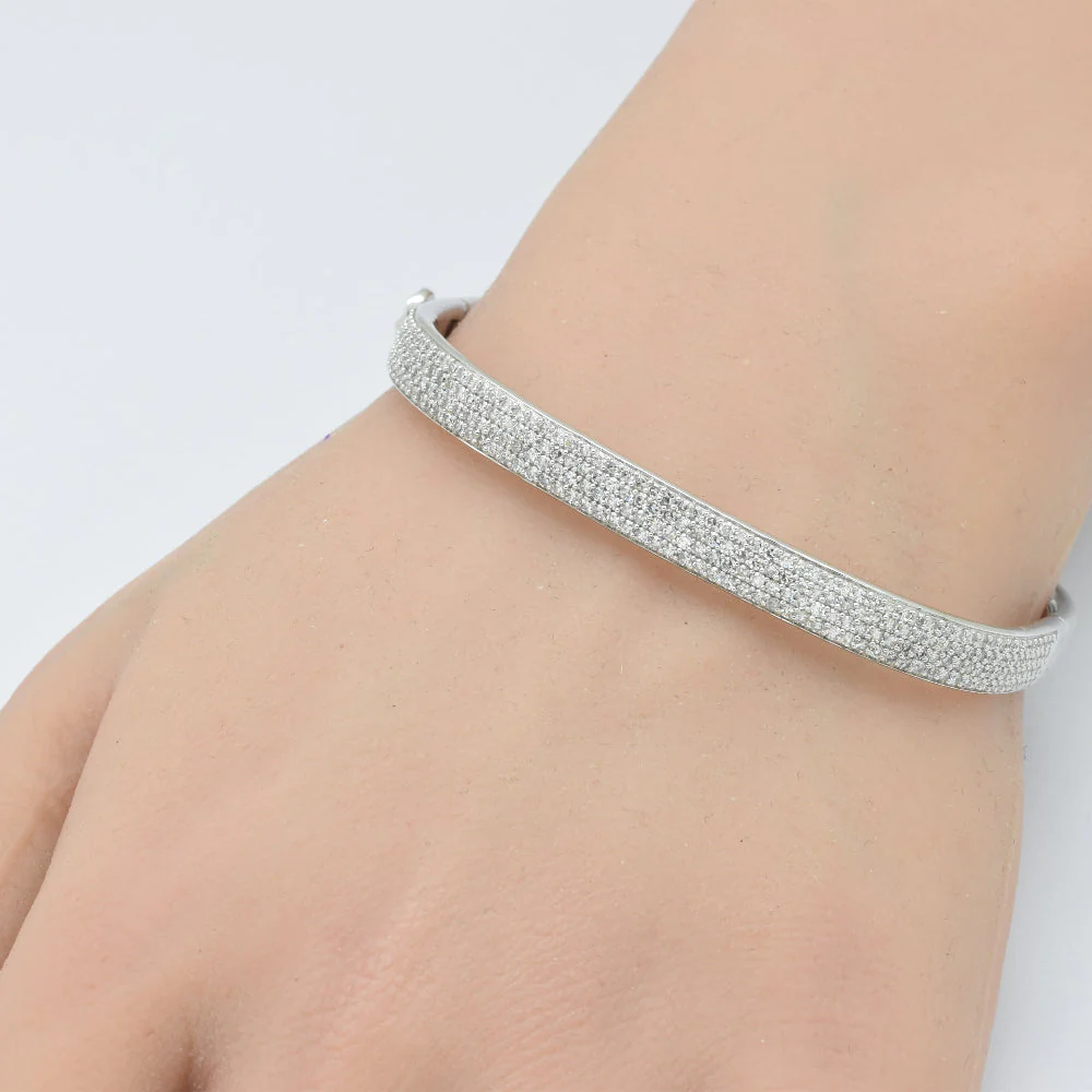 <span style="color:purple">SPECIAL!</span> 1.96ct G SI 14K White Gold Diamond Medium Square Bangle Bracelet 6.5" - Image 2