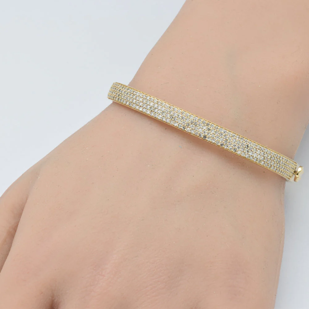 <span style="color:purple">SPECIAL!</span> 1.96ct G SI 14K Yellow Gold Diamond Medium Square Bangle Bracelet 6.5" - Image 2