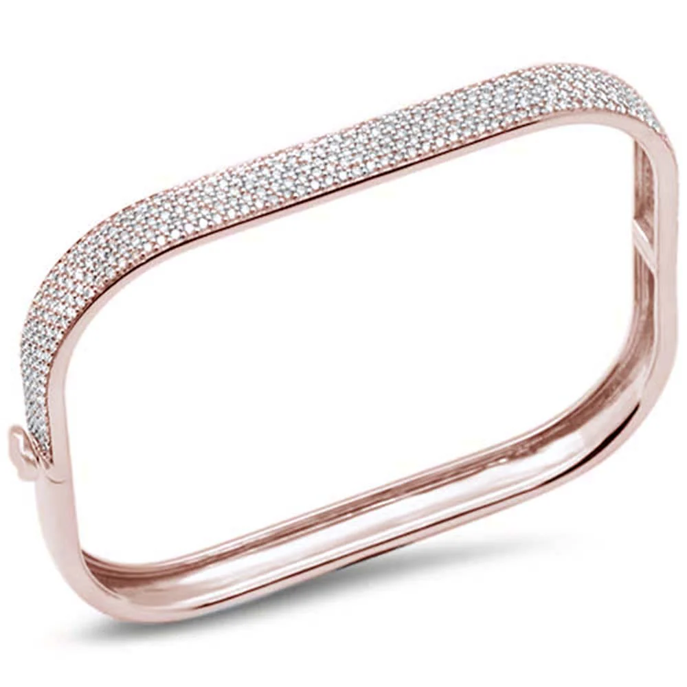 <span style="color:purple">SPECIAL!</span>  2.46ct G SI 14K Rose Gold Round Diamond Square Bangle Bracelet Size 6.5"