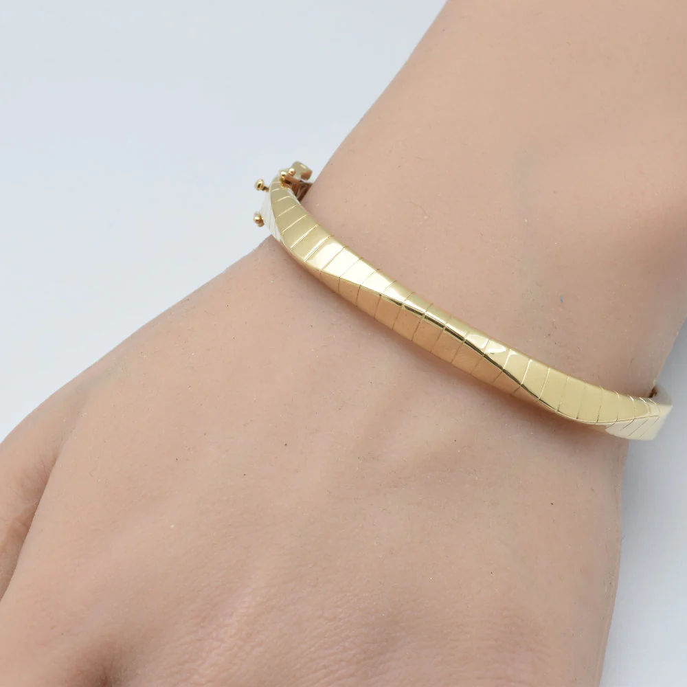 <span style="color:purple">SPECIAL!</span>14K Yellow Gold Modern Plain Bangle Bracelet - Image 2