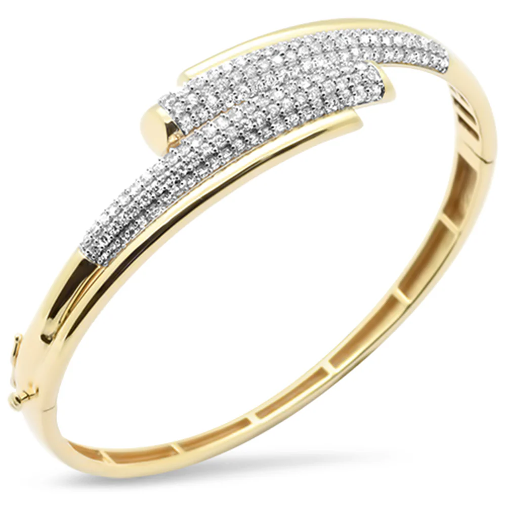 <span style="color:purple">SPECIAL!</span>1.99ct G SI 14K Yellow Gold Diamond Wrap Around Style Bangle Bracelet
