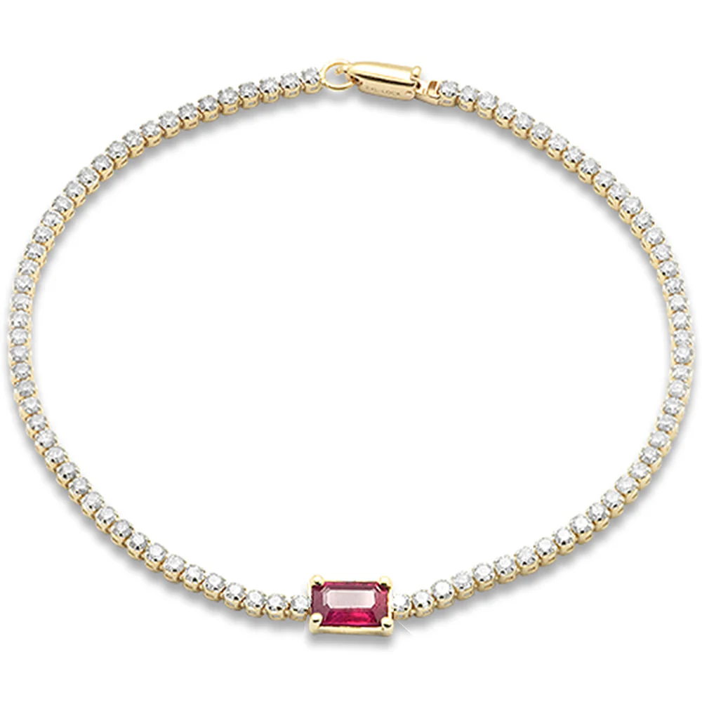 <span style="color:purple">SPECIAL!</span>1.70ct G SI 14K Yellow Gold Diamond & Ruby Gemstone Tennis Bracelet 7" Long