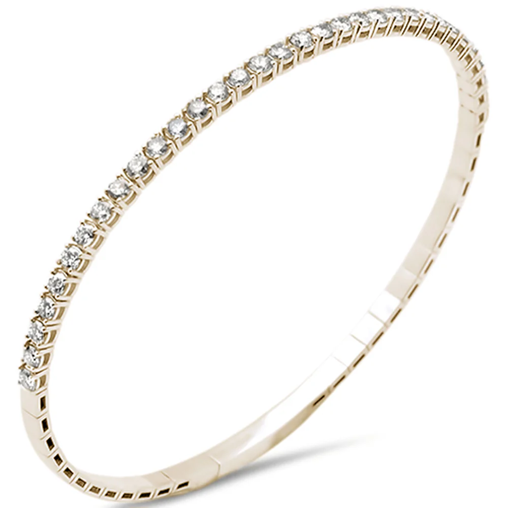 <span style="color:purple">SPECIAL!</span> 1.97ct G SI 14K Yellow Gold Round Diamond Flexible Bangle Bracelet