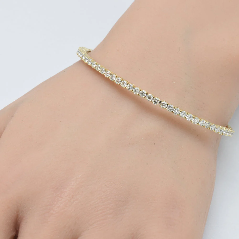<span style="color:purple">SPECIAL!</span> 1.97ct G SI 14K Yellow Gold Round Diamond Flexible Bangle Bracelet - Image 2