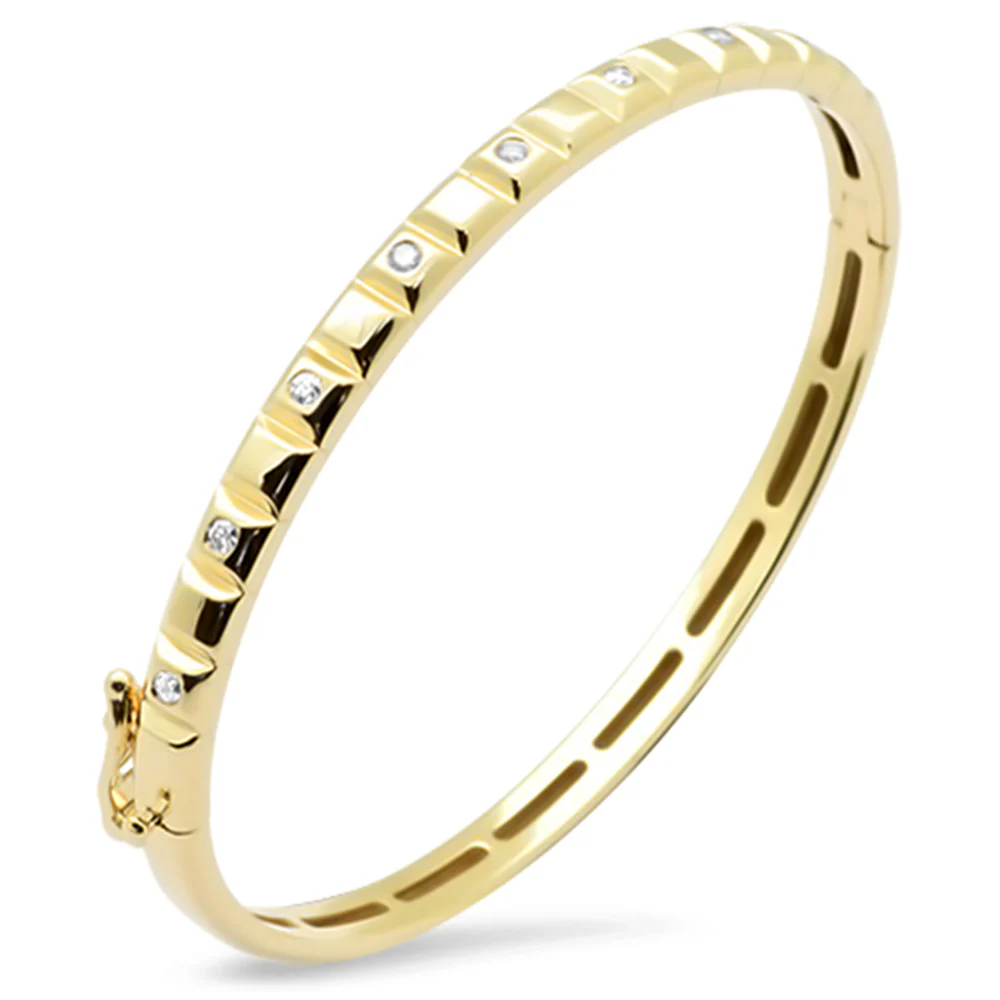 <span style="color:purple">SPECIAL!</span>.24ct G SI 14K Yellow Gold Round Diamond Bangle Bracelet