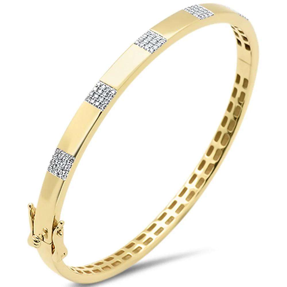 <span style="color:purple">SPECIAL!</span>.32ct G SI 14K Yellow Gold Round Diamond Bangle Bracelet