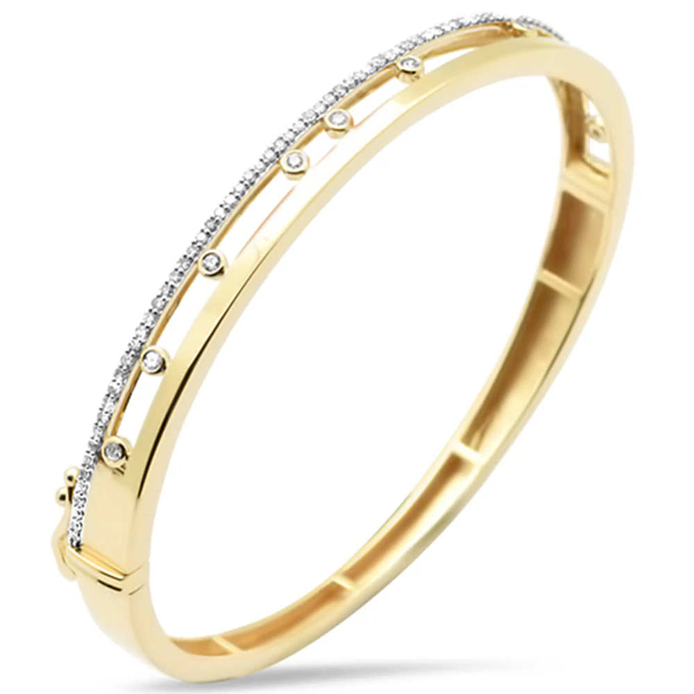 <span style="color:purple">SPECIAL!</span>.48ct G SI 14K Yellow Gold Round Diamond Elegant Bangle Bracelet
