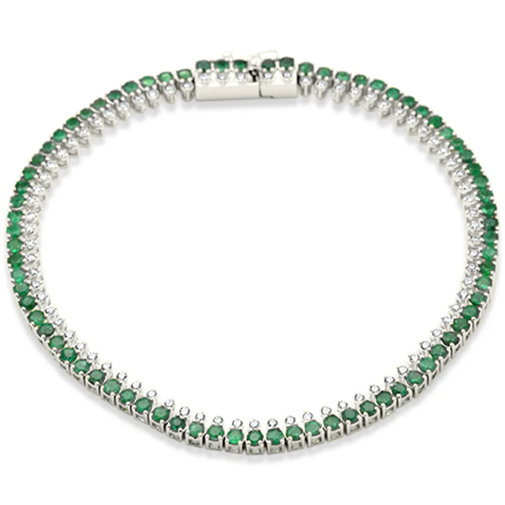 <span style="color:purple">SPECIAL!</span> 3.05ct G SI 14K White Gold Diamond & Emerald Gemstone Elegant Tennis Bracelet 7" Long - Image 2