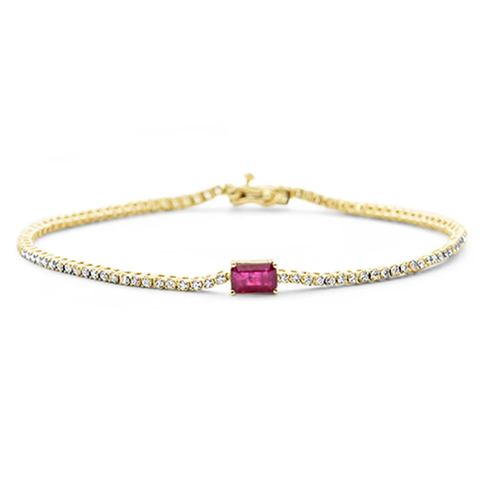 <span style="color:purple">SPECIAL!</span>1.53ct G SI 14K Yellow Gold Diamond & Ruby Gemstone Tennis Bracelet 7" Long