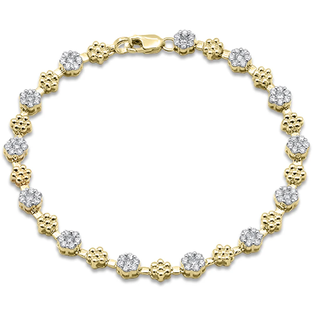 <span style="color:purple">SPECIAL!</span> 1.50ct G SI 14K Yellow Gold Diamond Flower Bracelet 7" Long