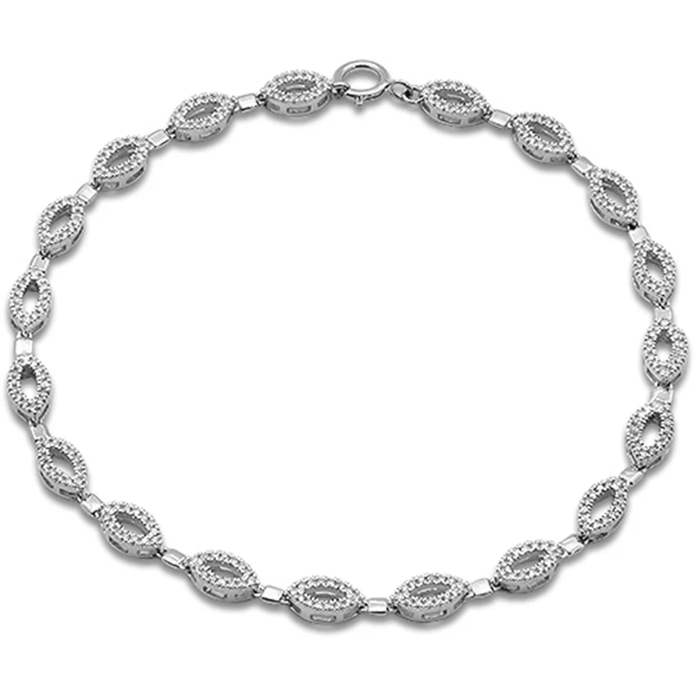 <span style="color:purple">SPECIAL!</span> .52ct G SI 14K White Gold Diamond Infinity Bracelet 7" Long