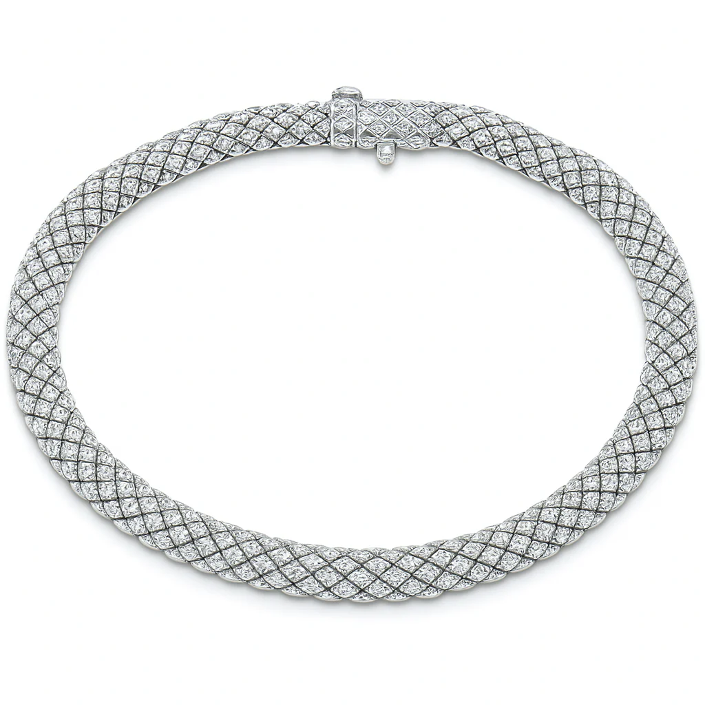 <span style="color:purple">SPECIAL!</span> 1.02ct G SI 14K White Gold Diamond Snake Serpentine Italian Mesh Diamond Bracelet 7.5" Long