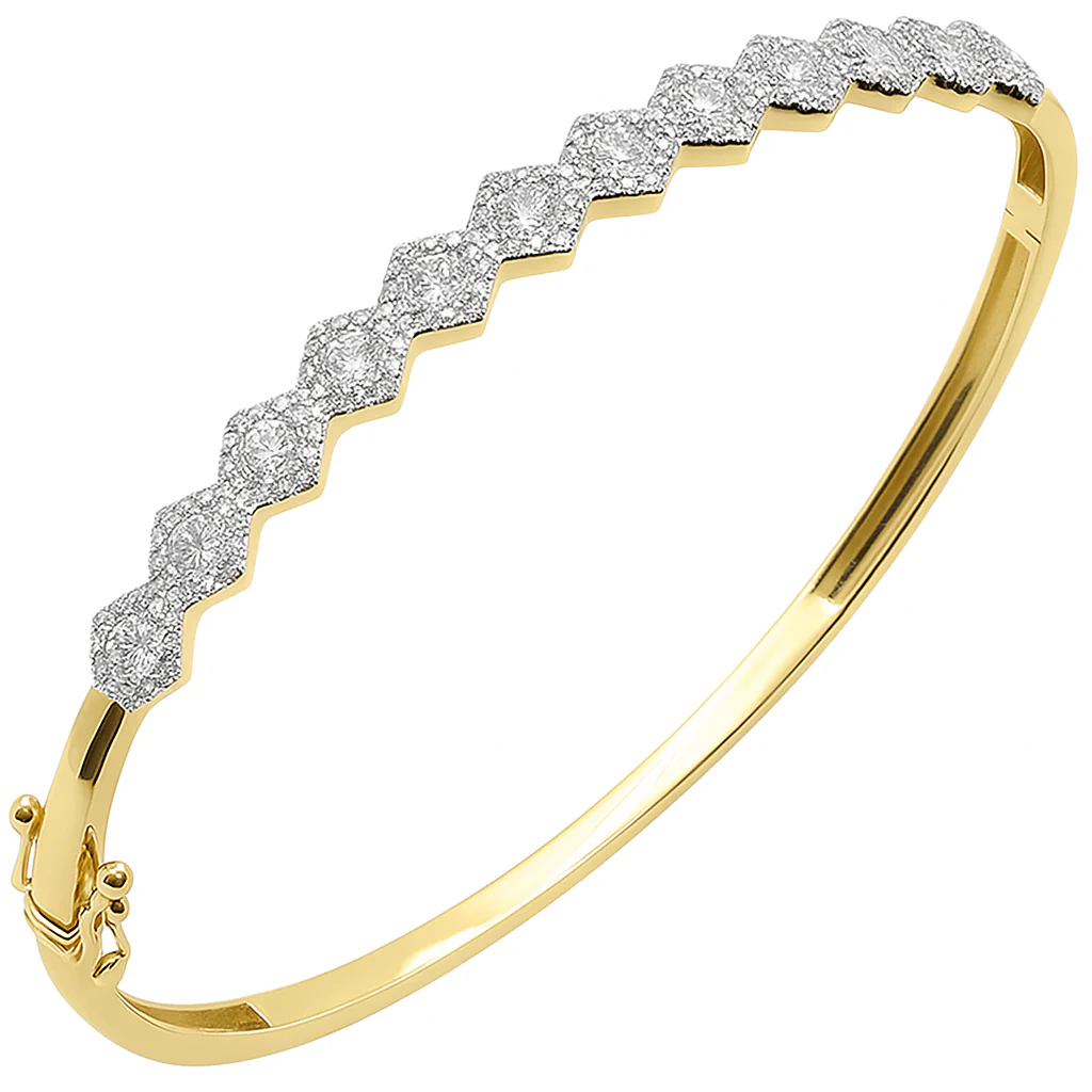 <span style="color:purple">SPECIAL!</span> 3.80ct G SI 14K Yellow Gold Diamond Diamond Bangle Bracelet