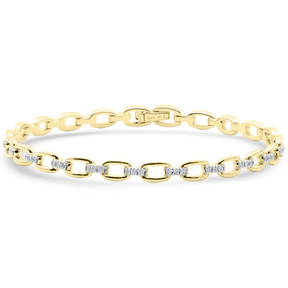 <span style="color:purple">SPECIAL!</span> .49ct G SI 14kt Yellow Gold Diamond Square Link Bracelet 7.5" Long
