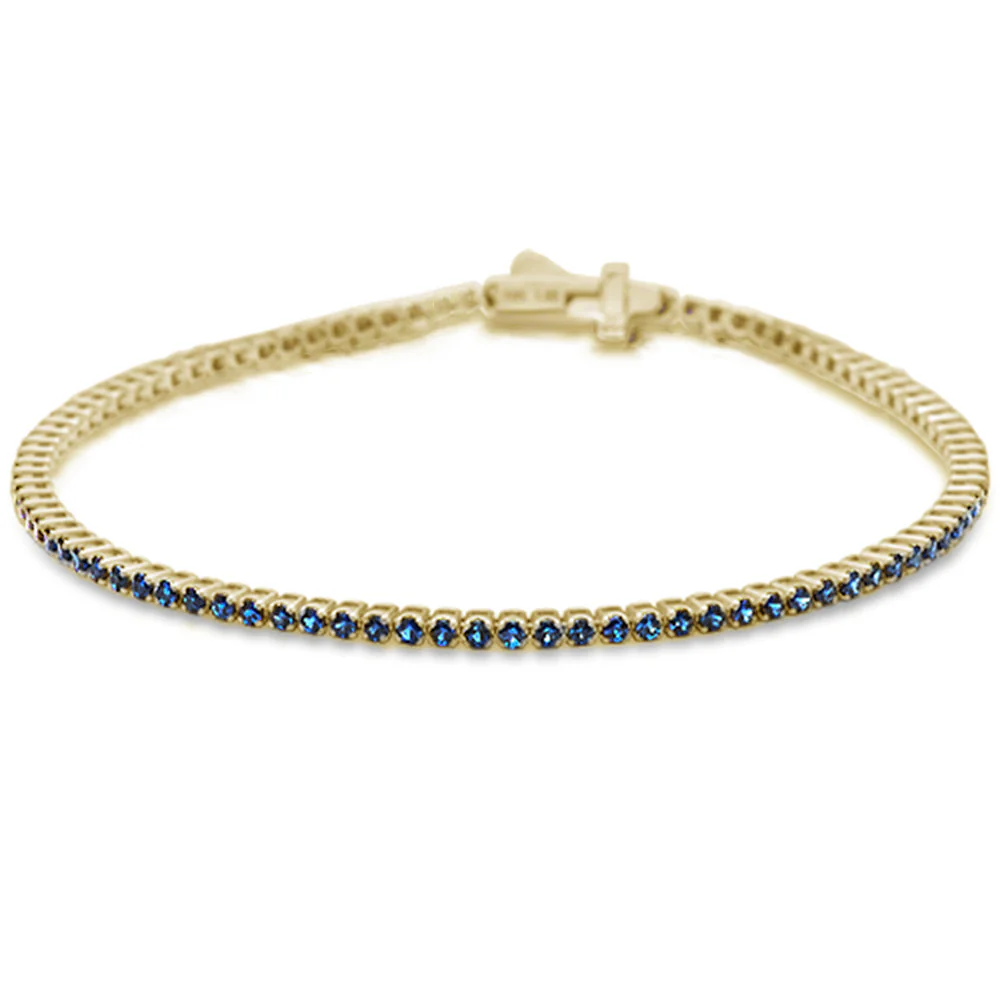 <span style="color:purple">SPECIAL!</span> 2.59cts G SI 14K Yellow Gold Natural Blue Sapphire Tennis Bracelet 7"