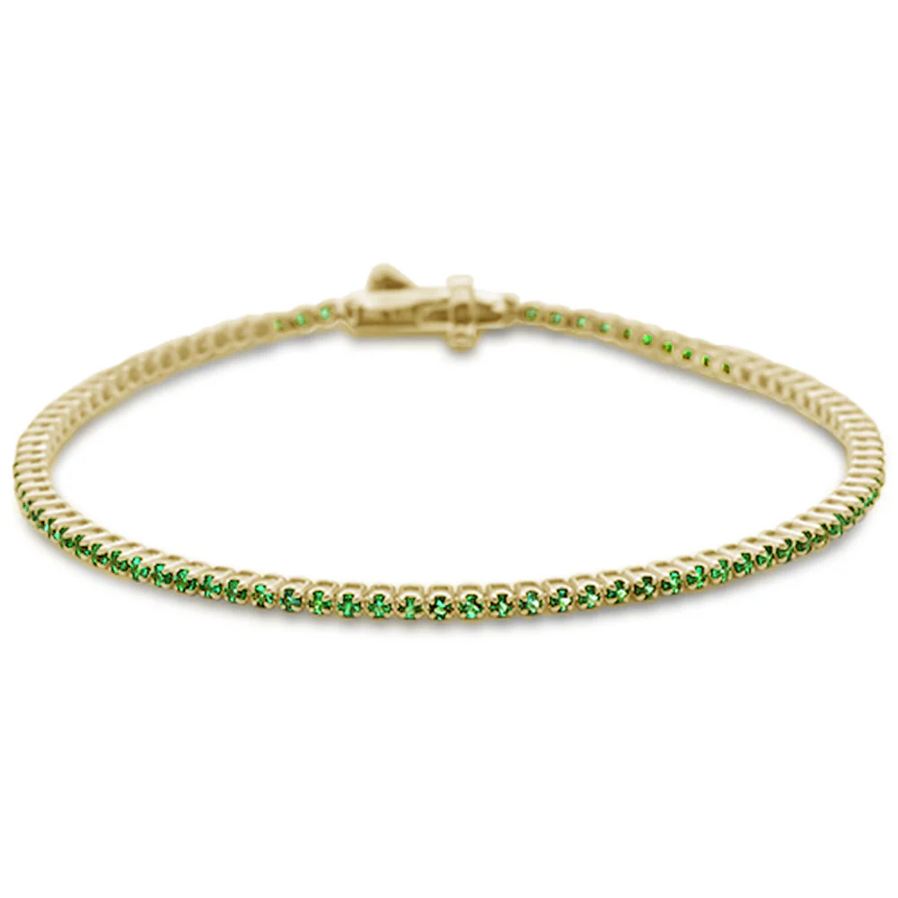 <span style="color:purple">SPECIAL!</span> 2.17ct 14K Yellow Gold Natural Emerald Tennis Bracelet 7"