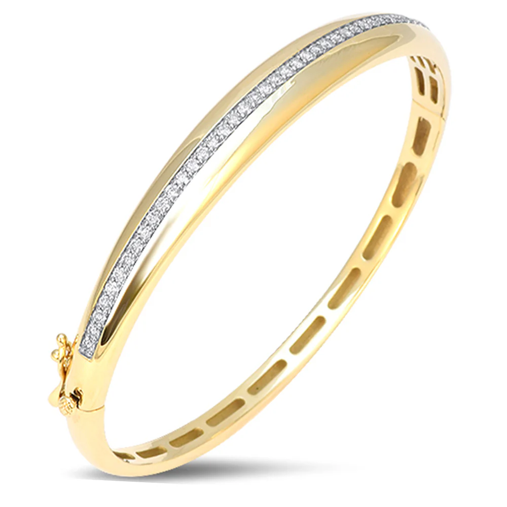 <span style="color:purple">SPECIAL!</span> .66ct G SI 14kt Yellow Gold Round Diamond Bangle Bracelet