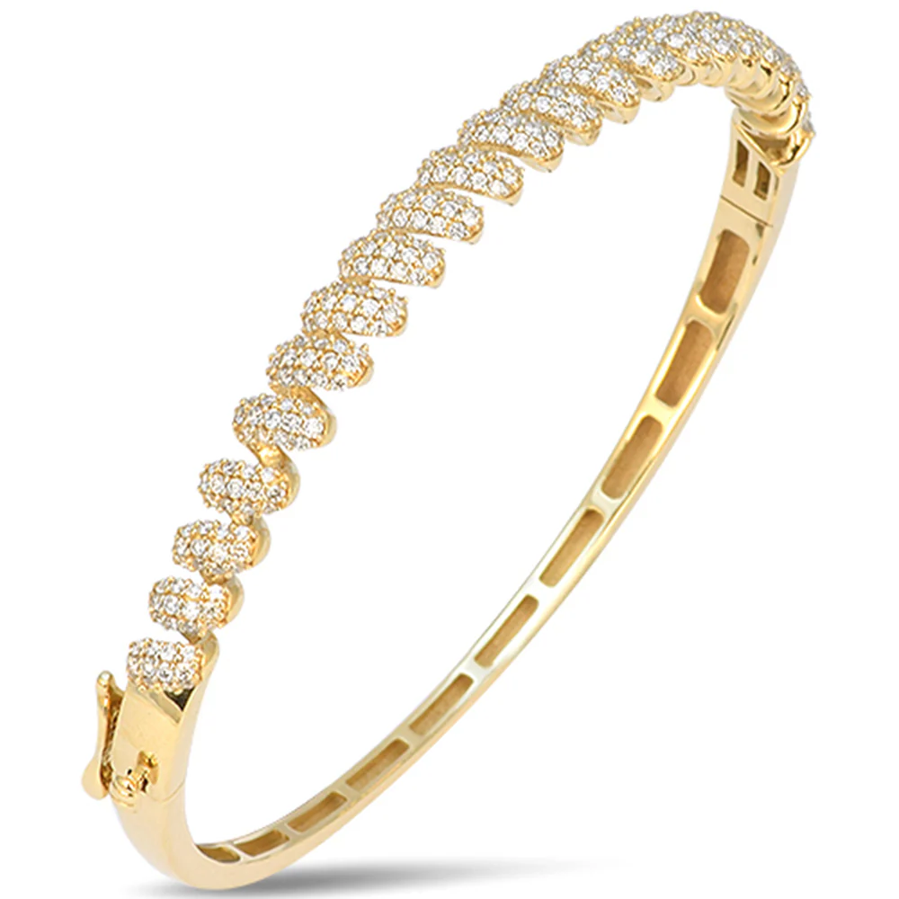 <span style="color:purple">SPECIAL!</span> 1.19ct G SI 14kt Yellow Gold Round Diamond Twisted Bangle Bracelet