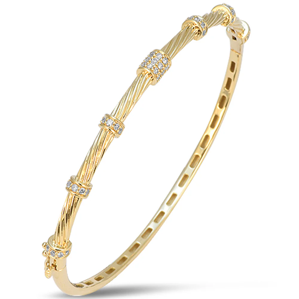 <span style="color:purple">SPECIAL!</span> .34ct G SI 14kt Yellow Gold Diamond Modern Bangle Bracelet