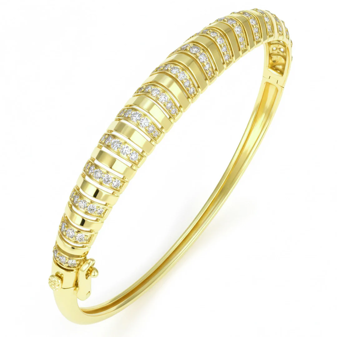 <span style="color:purple">SPECIAL!</span> 1.14ct G SI 14kt Yellow Gold Diamond Bangle Bracelet